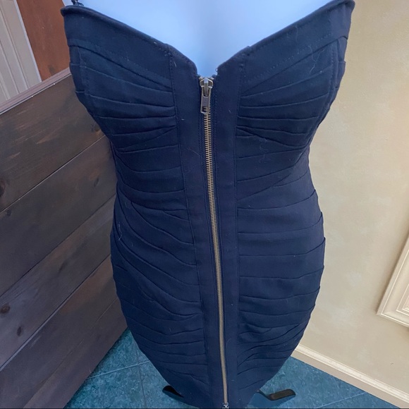 Tracy Reese corset black dress strappy LBD sweetheart neckline size 6 - Picture 4 of 6